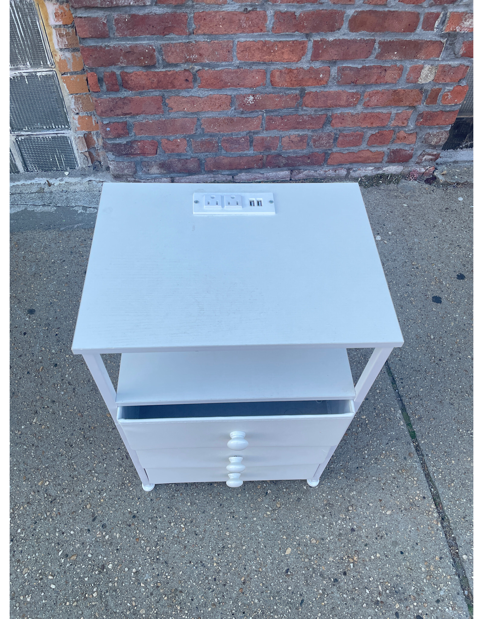 Lightweight Three Drawer White End Table