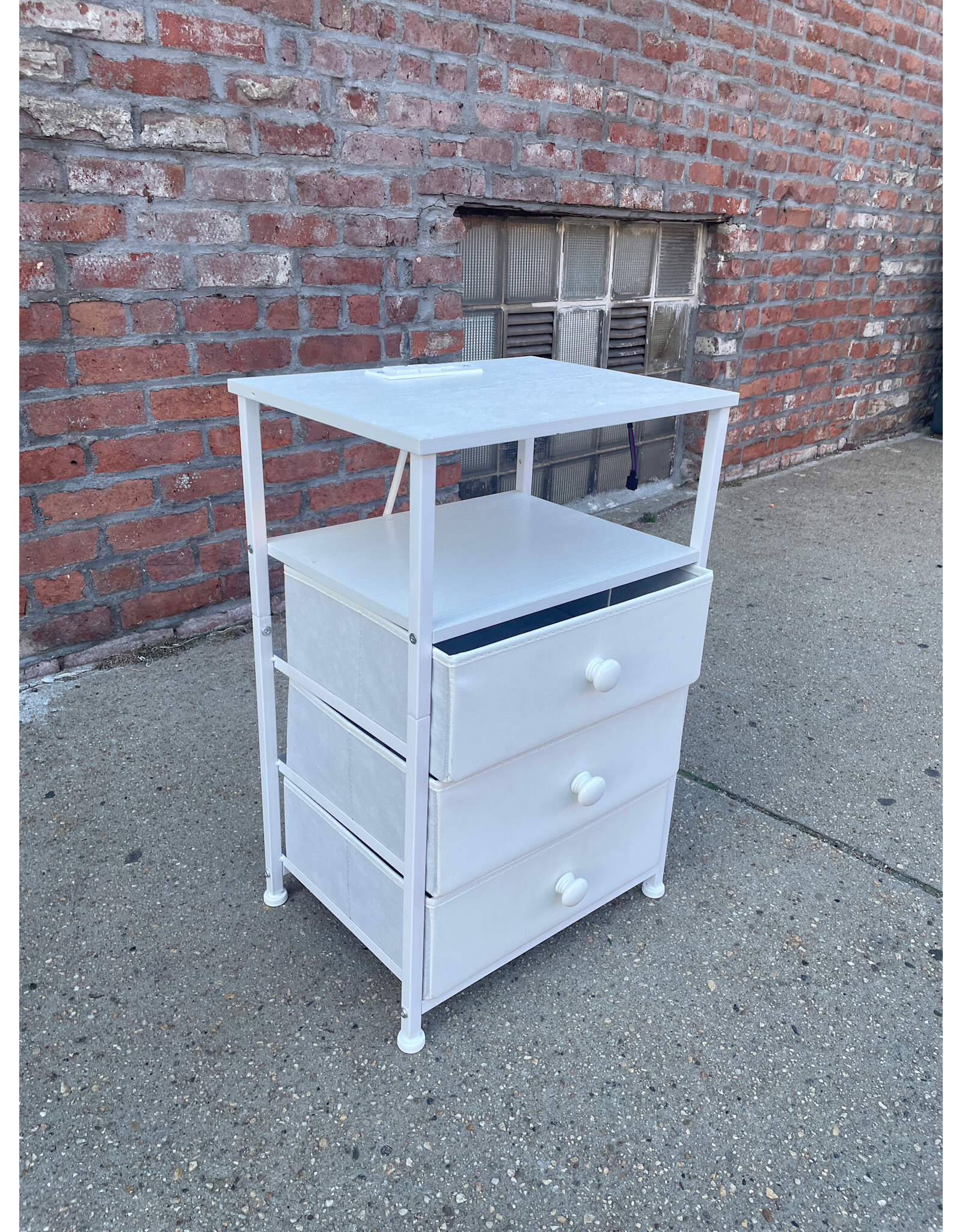 Lightweight Three Drawer White End Table
