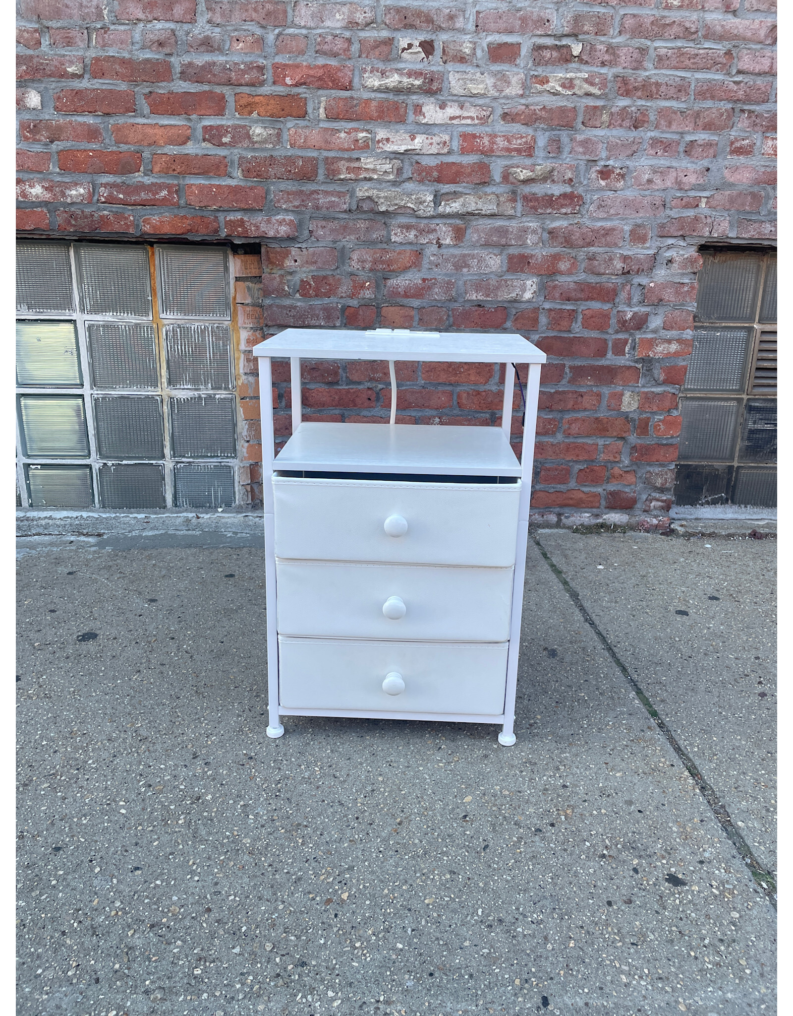 Lightweight Three Drawer White End Table