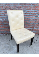 Tufted High Back Cream Dining Chair