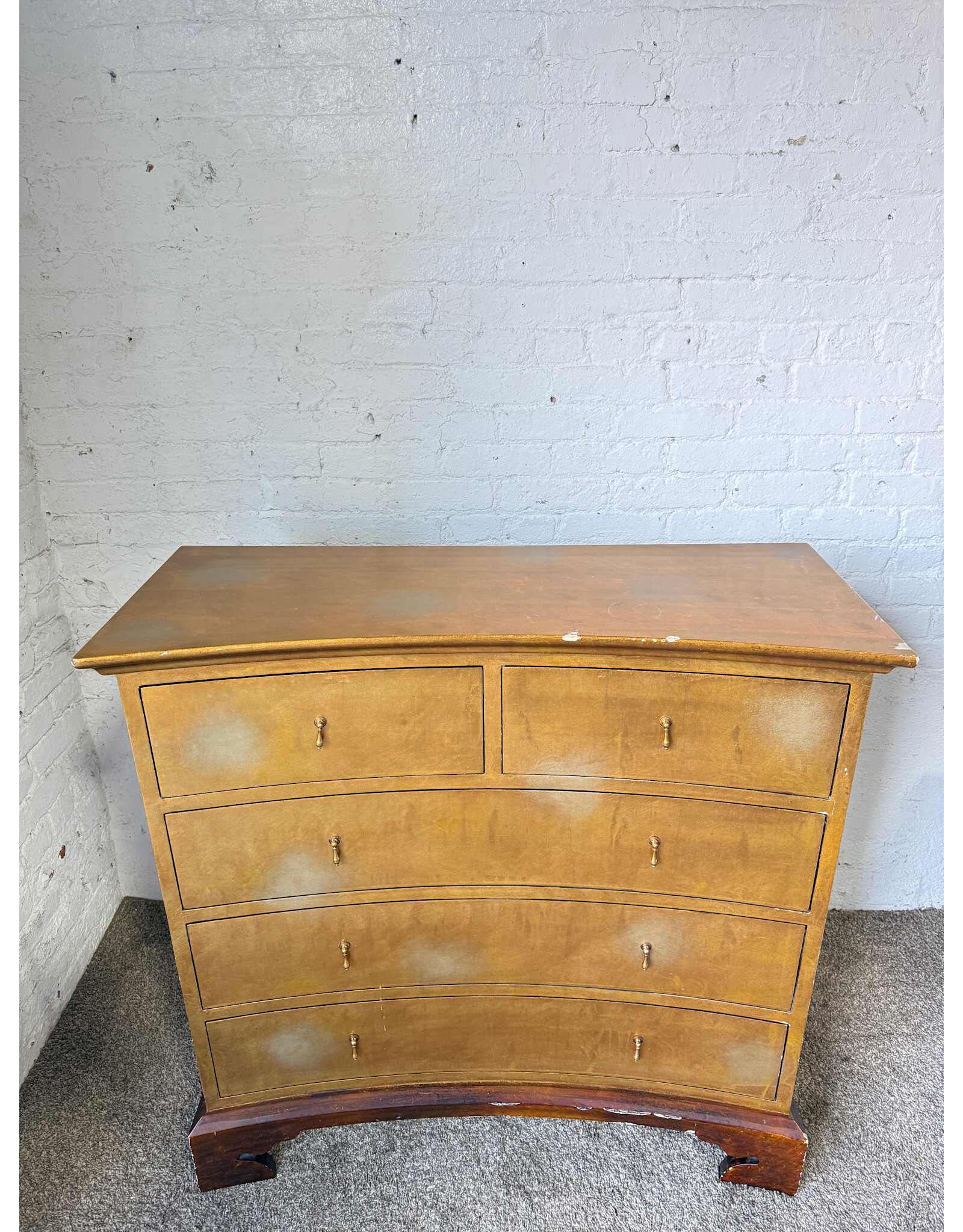 Modern Gold Painted 5-Drawer Dresser