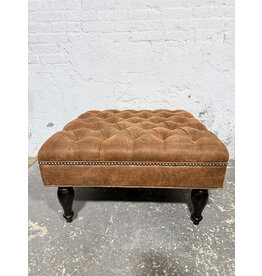 Distressed Large Tufted Coffee Table Ottoman