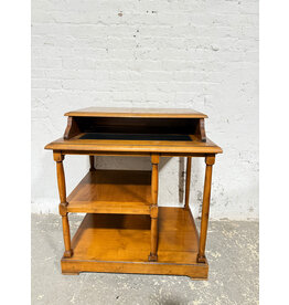 Small Wooden End Table with Cubby and Bottom Shelf Storage