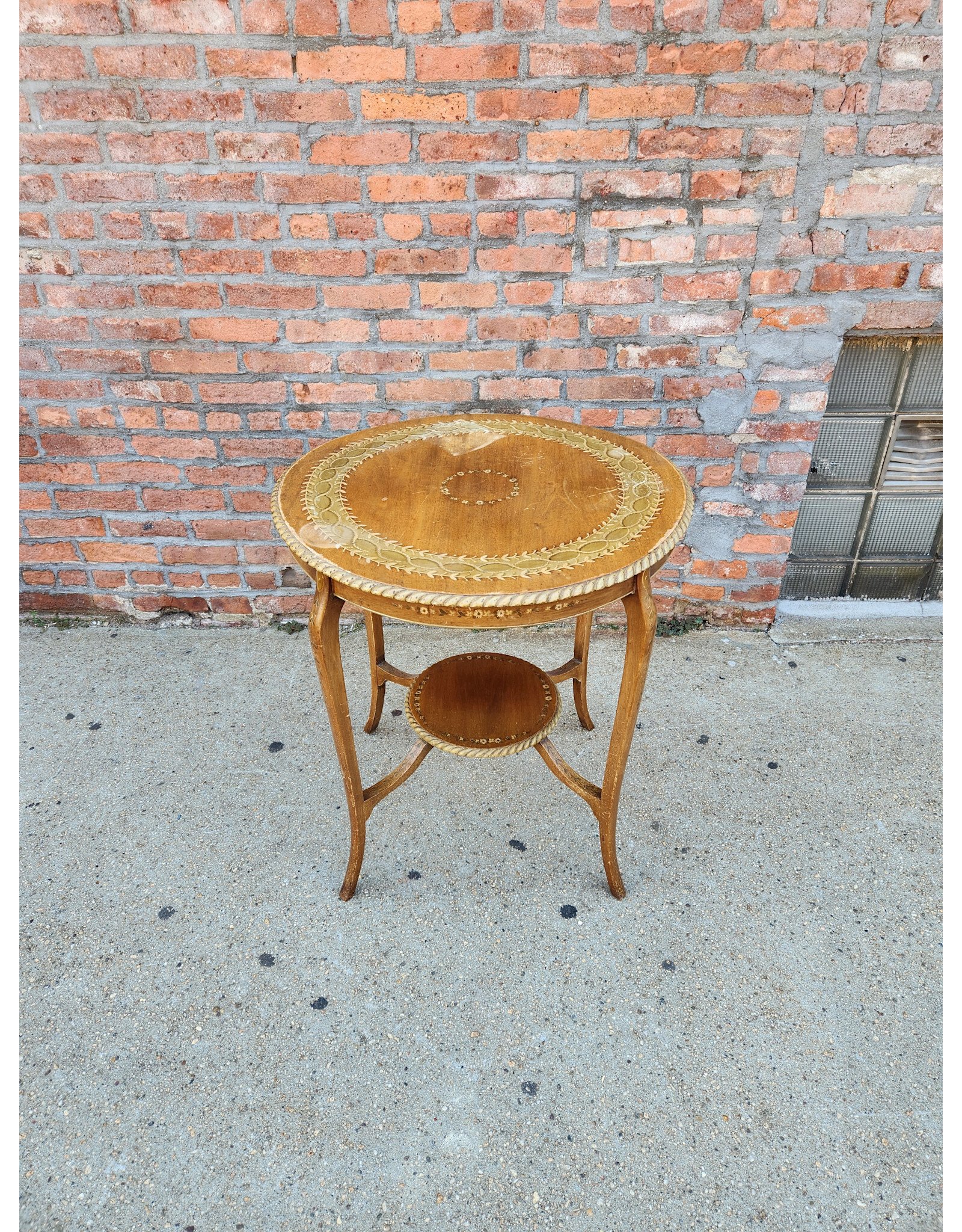 Adam Style Art Deco Circular Handpainted Wooden Side Table