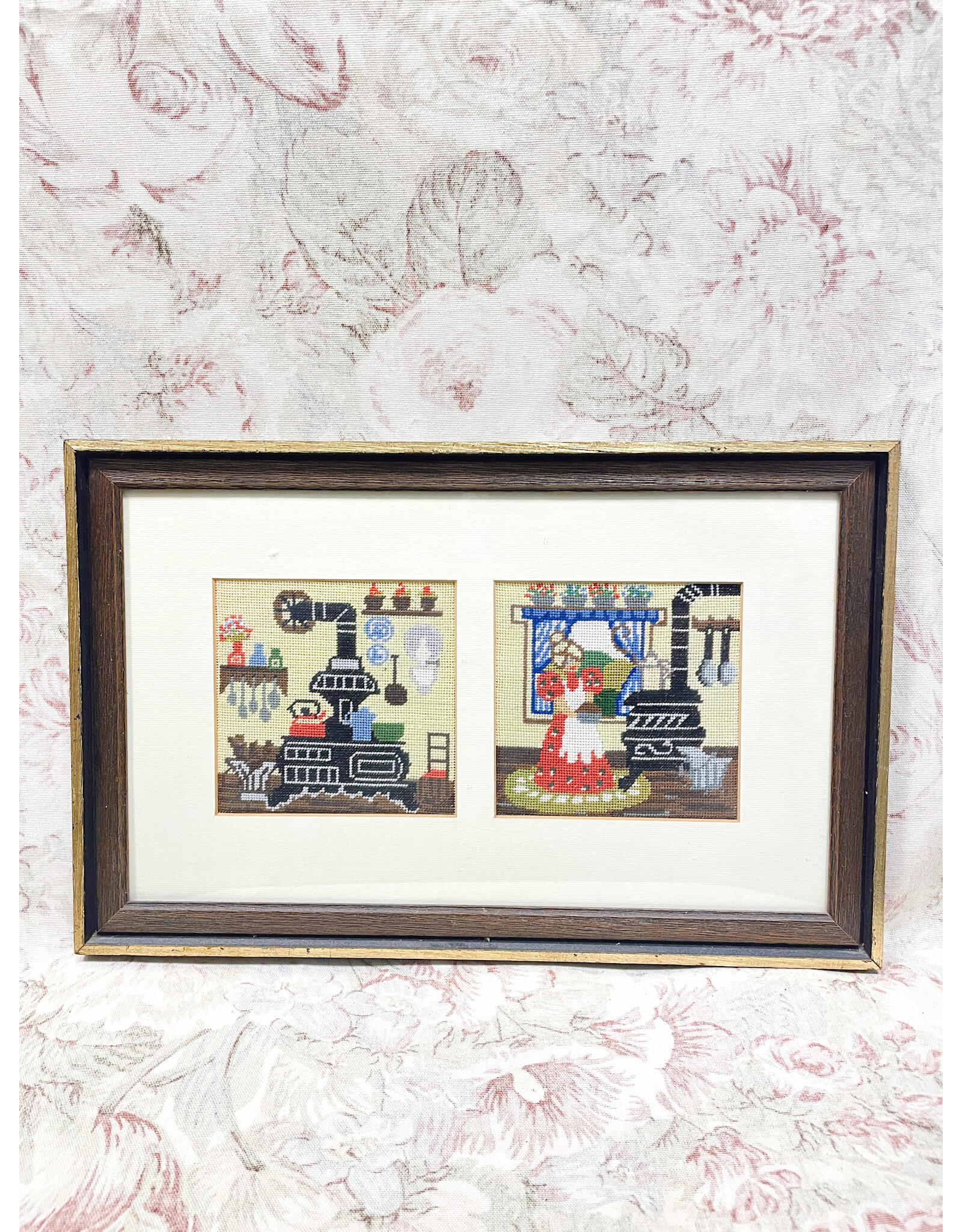 Home Cooked Meal Kitchen Scene, Framed Needlepoint