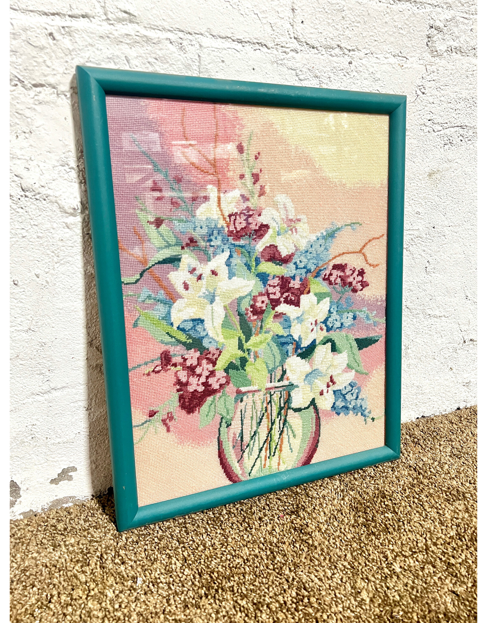 Saturation on Low, framed needlepoint