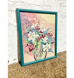 Saturation on Low, framed needlepoint