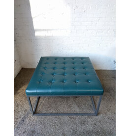 Faux Leather Rectangular Tufted Ottoman
