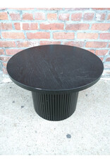 Modern Fluted Base Round Black Drum Coffee Table
