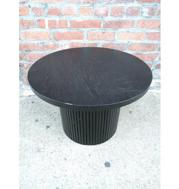 Modern Fluted Base Round Black Drum Coffee Table