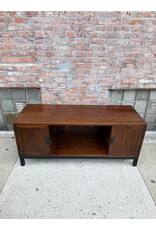 Brown Wood/Metal Base Tv Stand