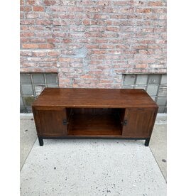 Brown Wood/Metal Base Tv Stand