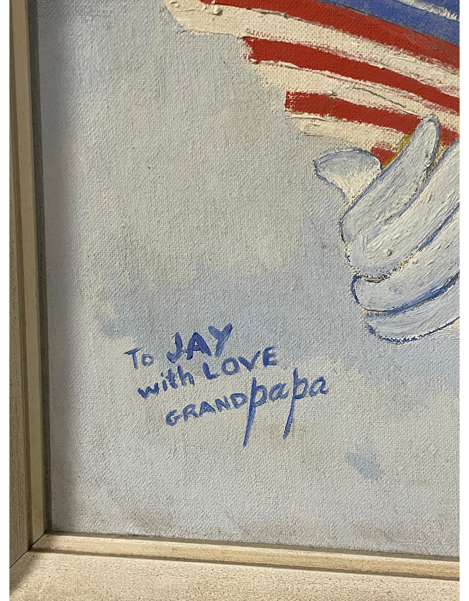 To Jay With Love, framed oil on board, sgnd Louis Green June 1967