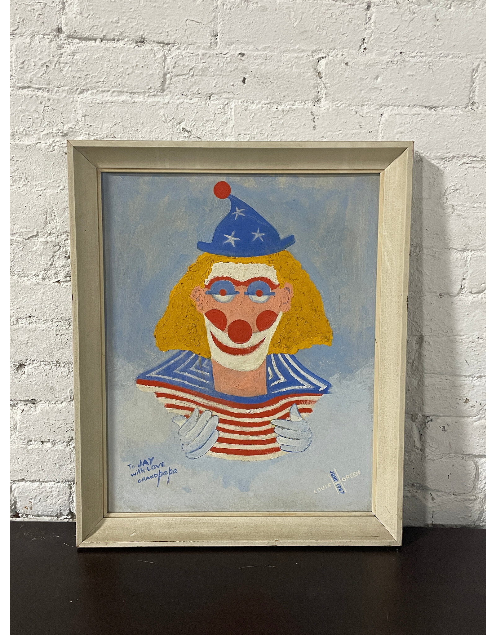 To Jay With Love, framed oil on board, sgnd Louis Green June 1967