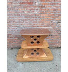 Custom Copper and Wood Holey Bar with Wine Storage