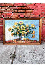 Vase of Sunflowers, framed oil on canvas, sgnd R. Rossi