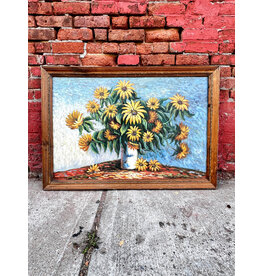 Vase of Sunflowers, framed oil on canvas, sgnd R. Rossi