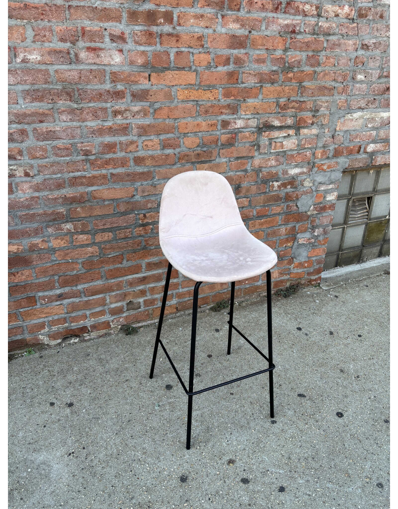 Pink Suede Barstool