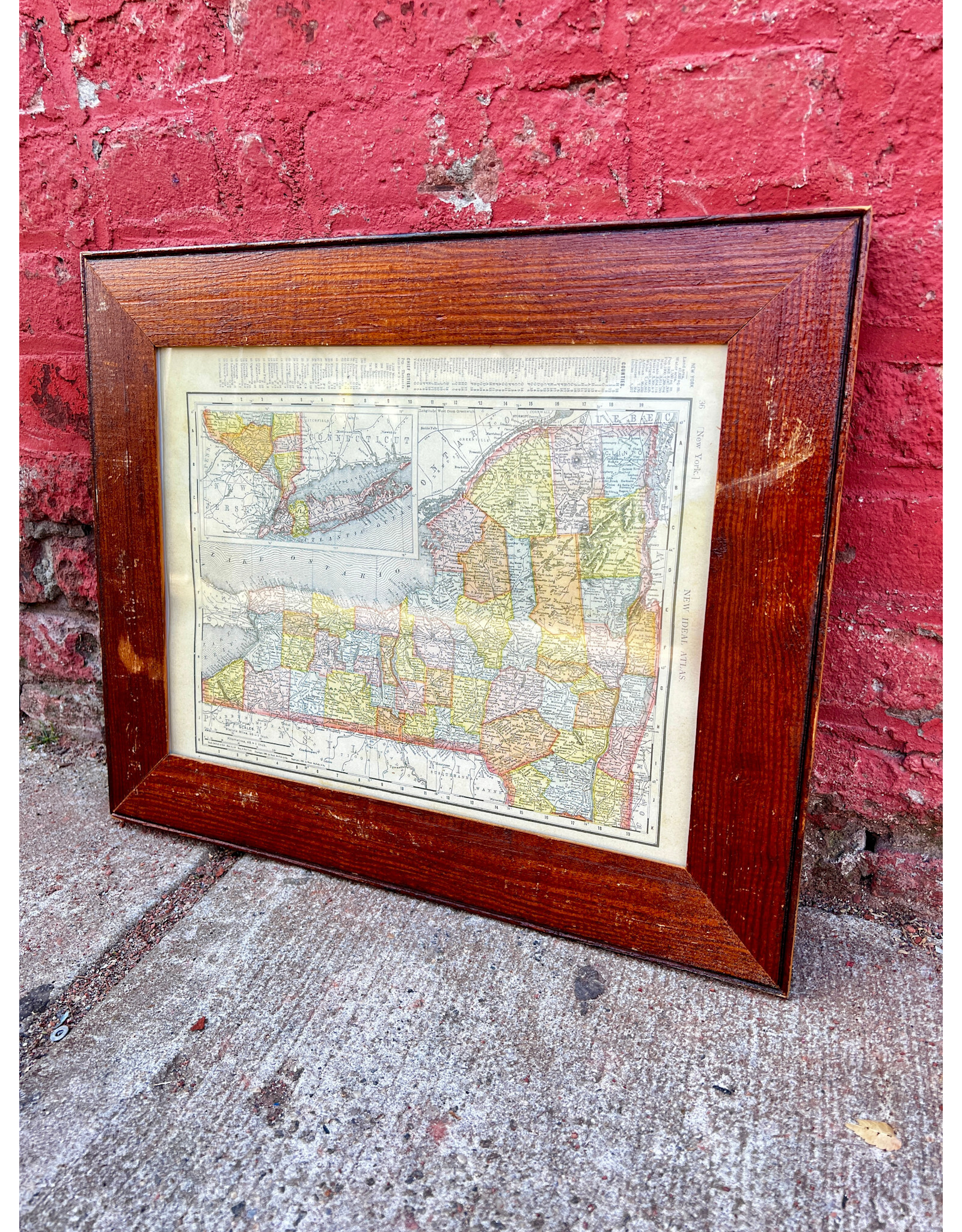Framed Vintage Style Map of Upstate New York