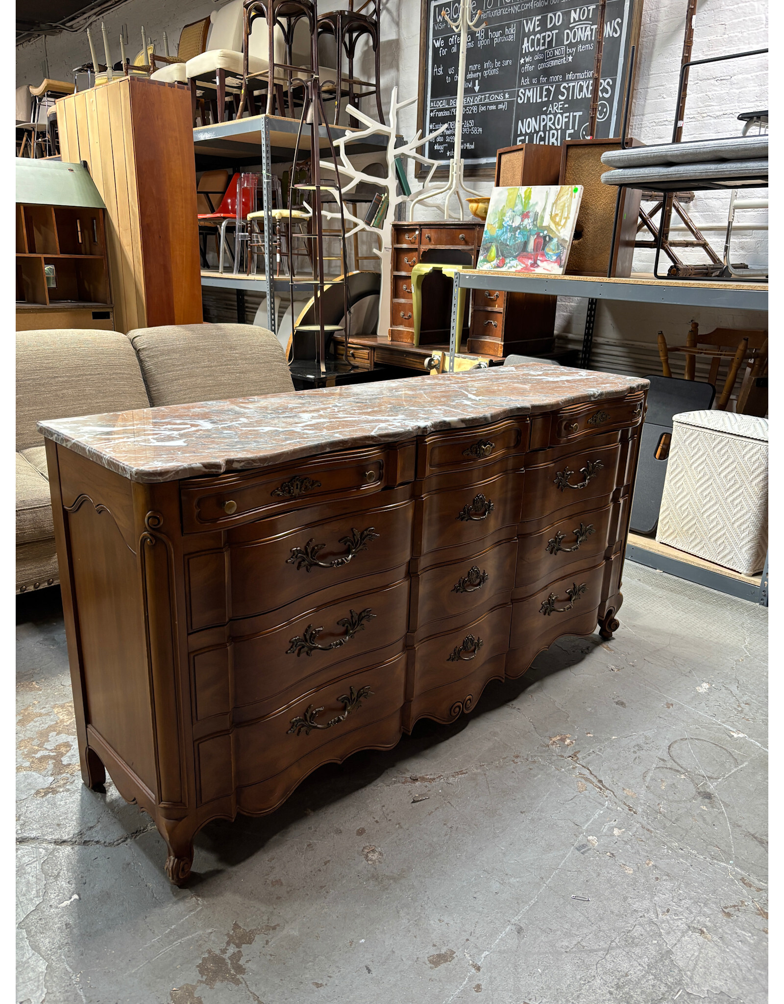French Provincial Dresser With Marble Top