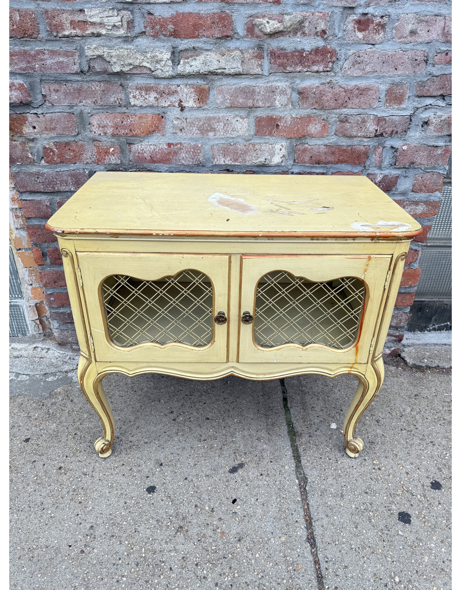 French Provincial Style Yellow Nightstand