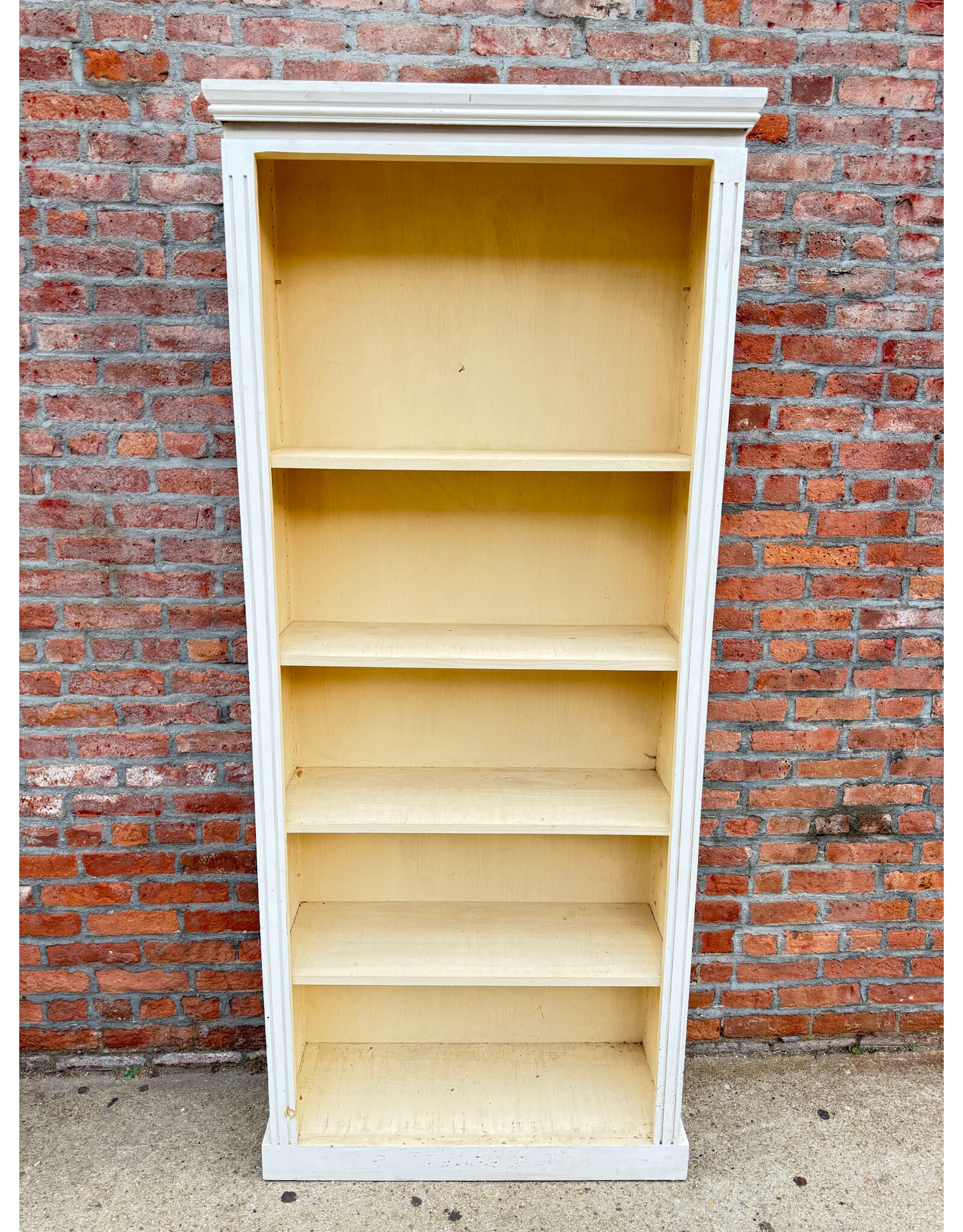 Solid Wood 5-Shelf White Bookcase
