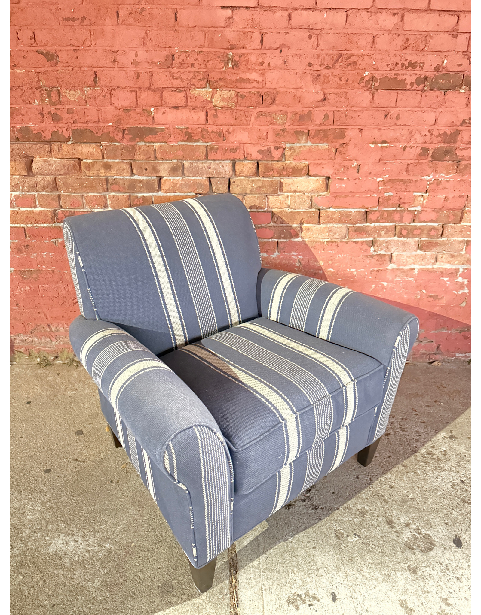 Ethan Allen Blue Stripped Lounge Chair