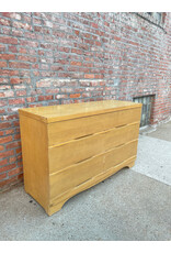 Mid Century Wavy Birch Wood 6 Drawer Dresser