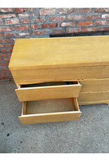 Mid Century Wavy Birch Wood 6 Drawer Dresser