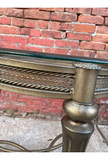 Galloway Pewter Round End Table with Glass Top