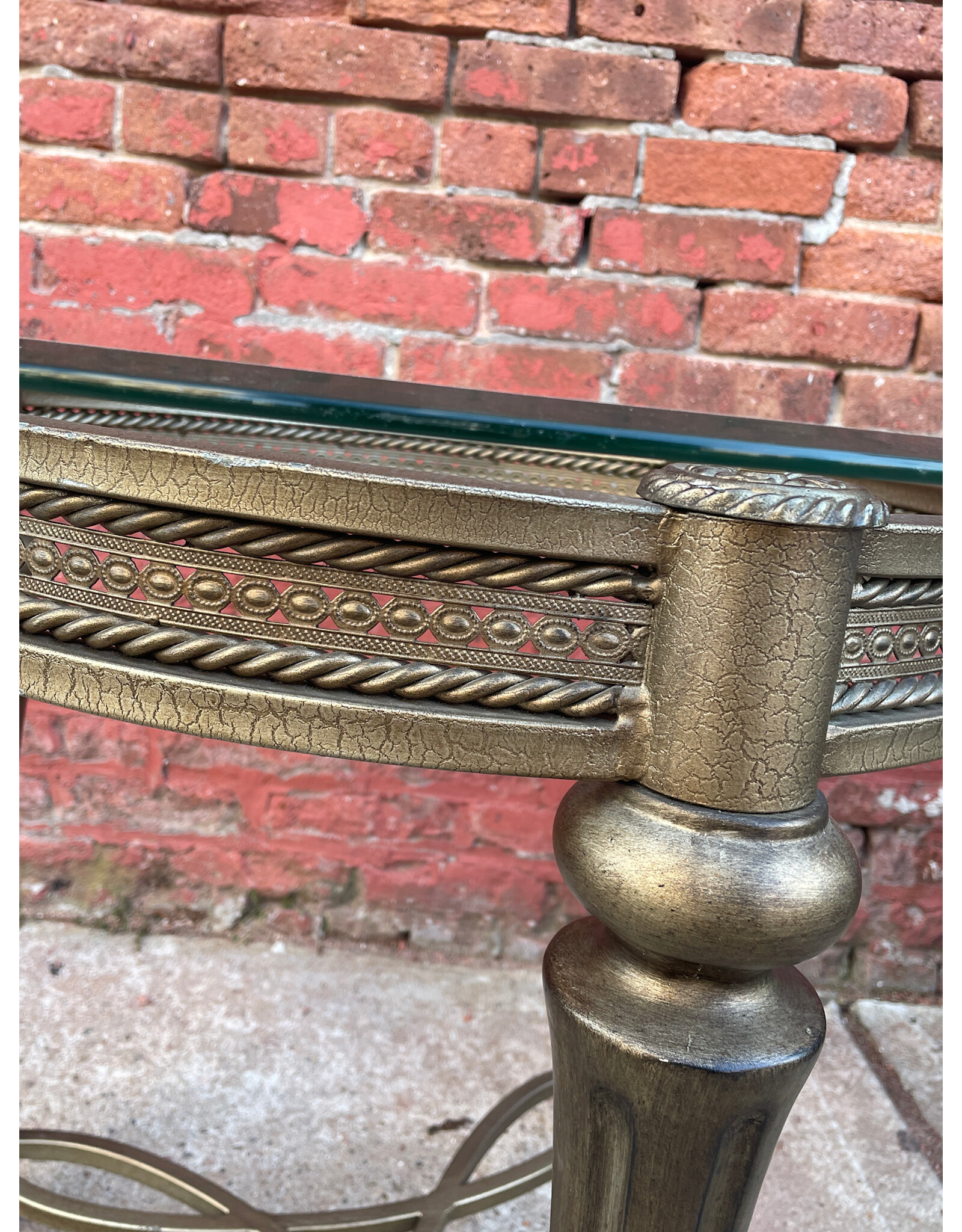 Galloway Pewter Round End Table with Glass Top