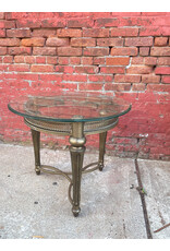 Galloway Pewter Round End Table with Glass Top
