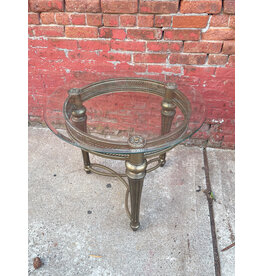 Galloway Pewter Round End Table with Glass Top