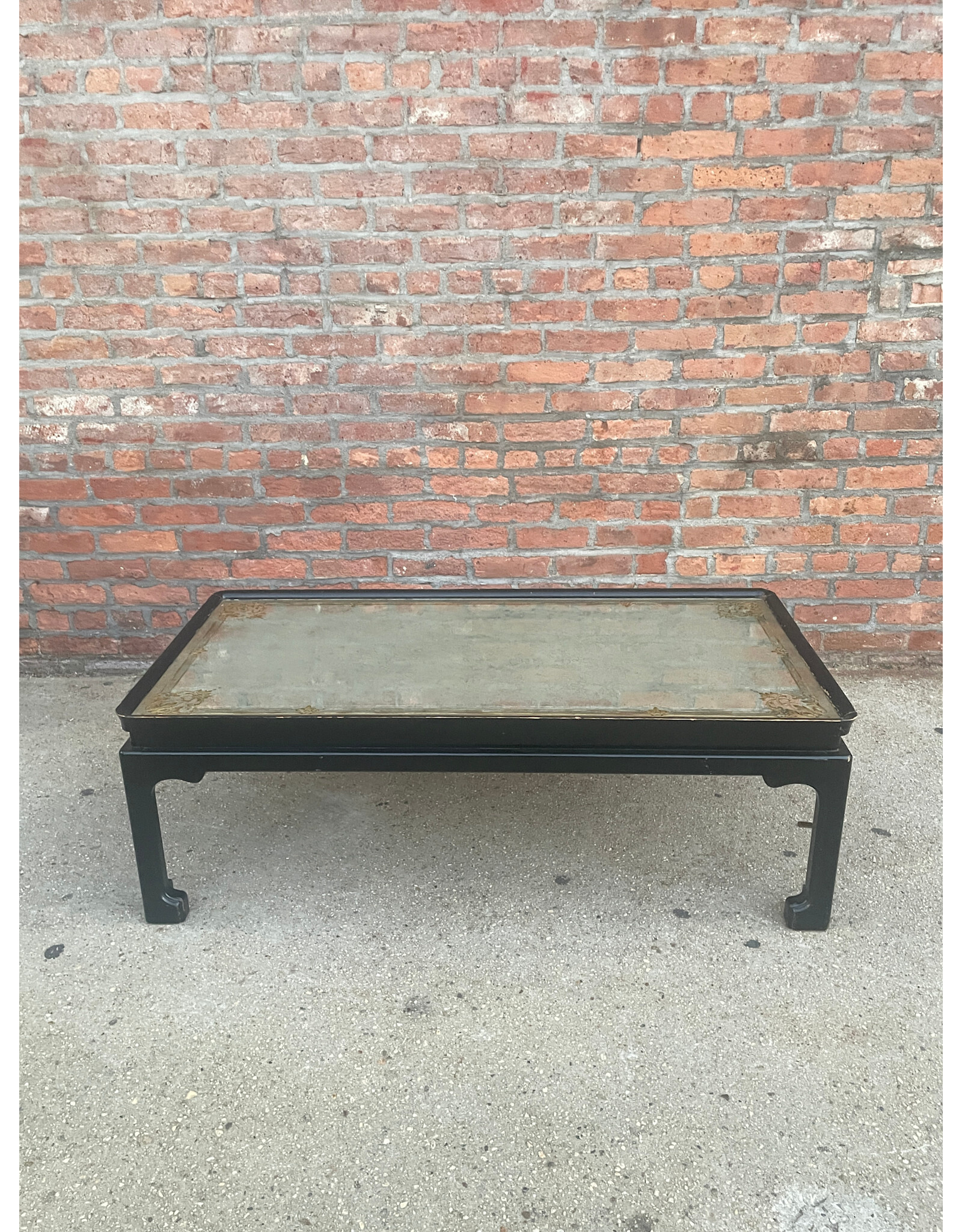 Late Art Deco Silver and Gold Leaf Coffee Table Attributed to Maison Jansen