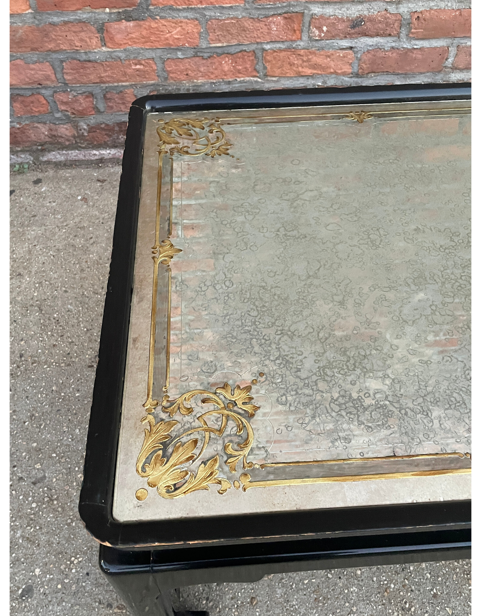 Late Art Deco Silver and Gold Leaf Coffee Table Attributed to Maison Jansen
