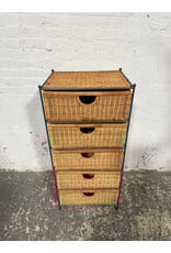 Wicker & Iron 5-Drawer Storage Chest