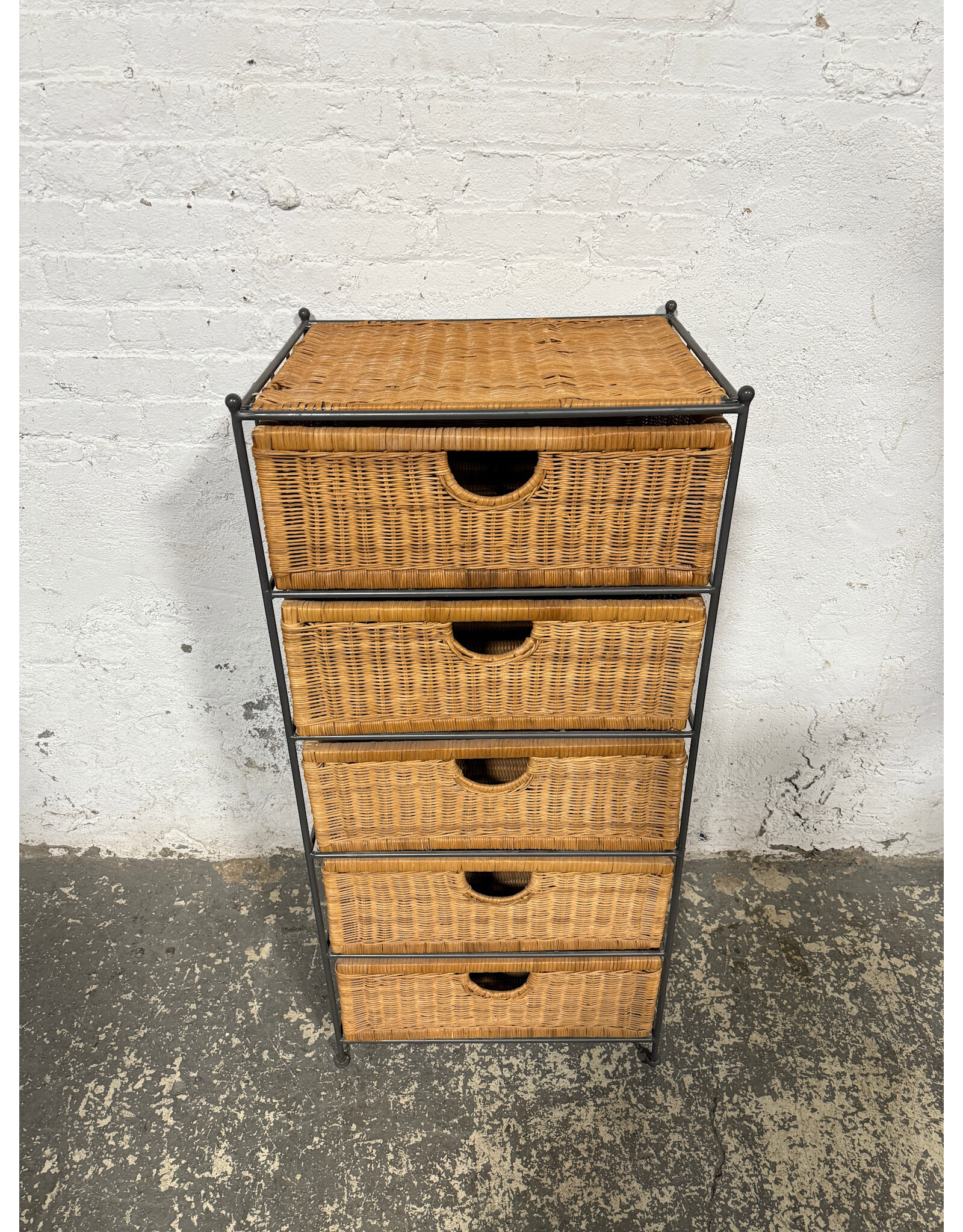 Wicker & Iron 5-Drawer Storage Chest