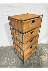 Wicker & Iron 5-Drawer Storage Chest