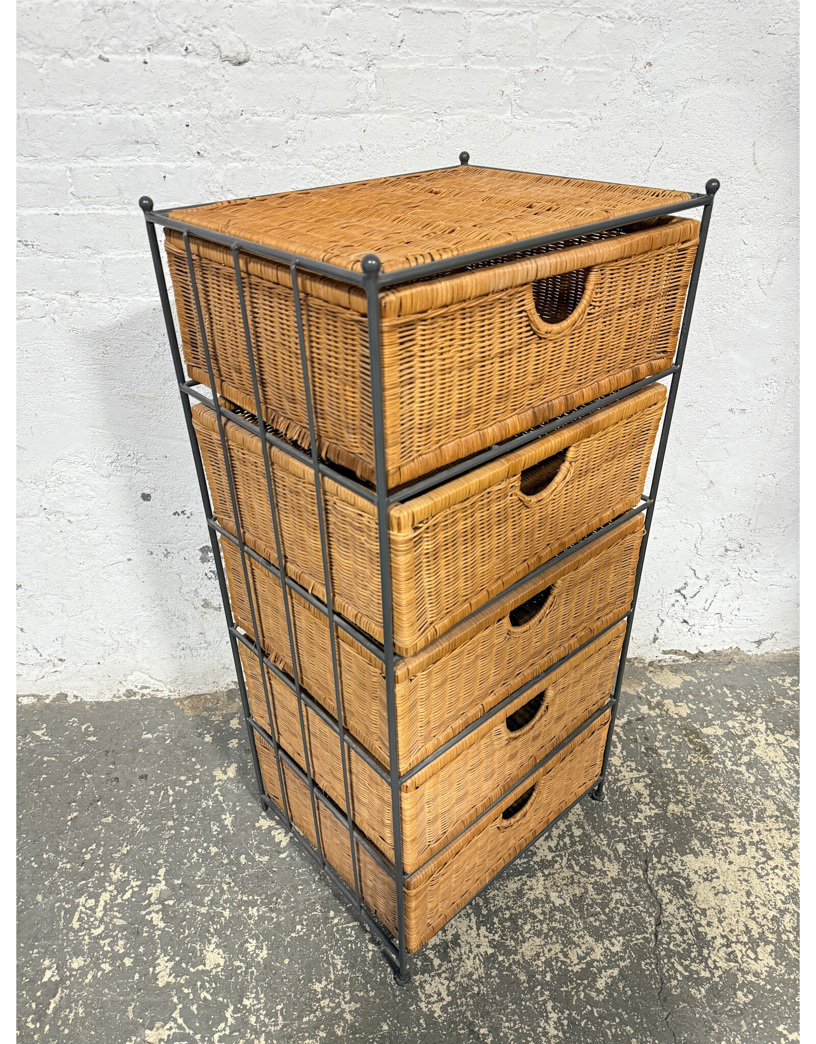 Wicker & Iron 5-Drawer Storage Chest