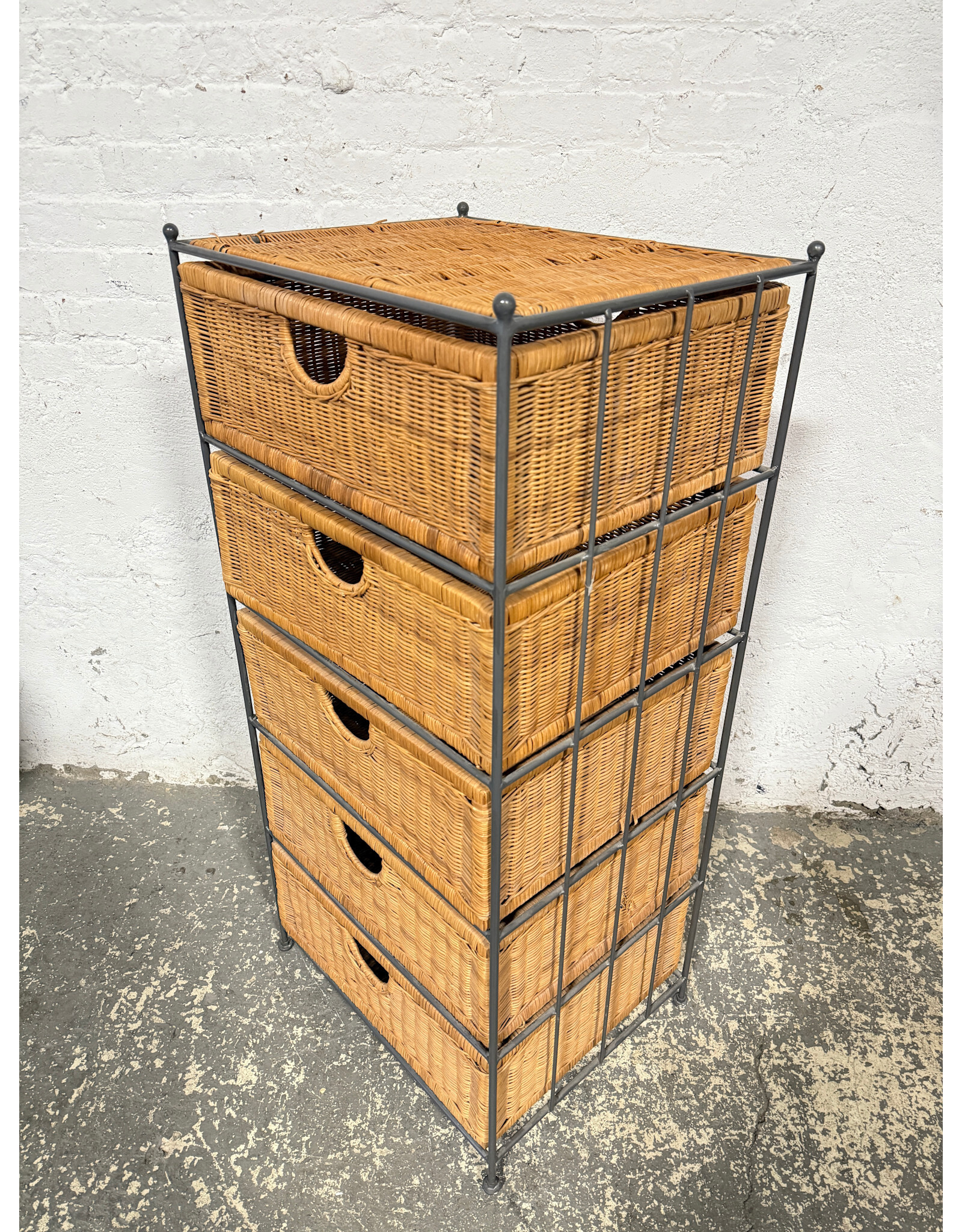 Wicker & Iron 5-Drawer Storage Chest