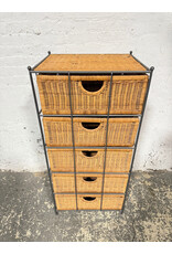 Wicker & Iron 5-Drawer Storage Chest
