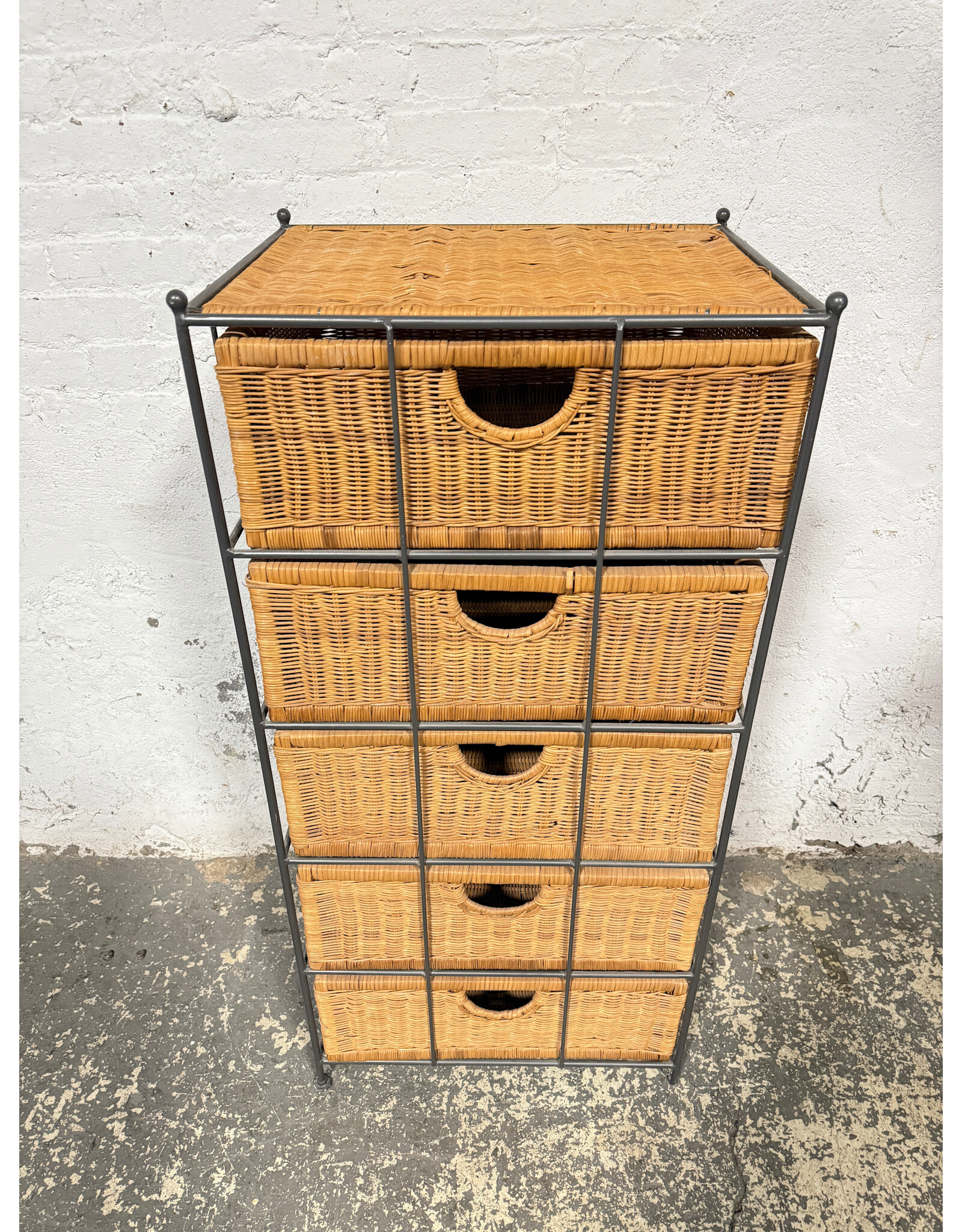 Wicker & Iron 5-Drawer Storage Chest
