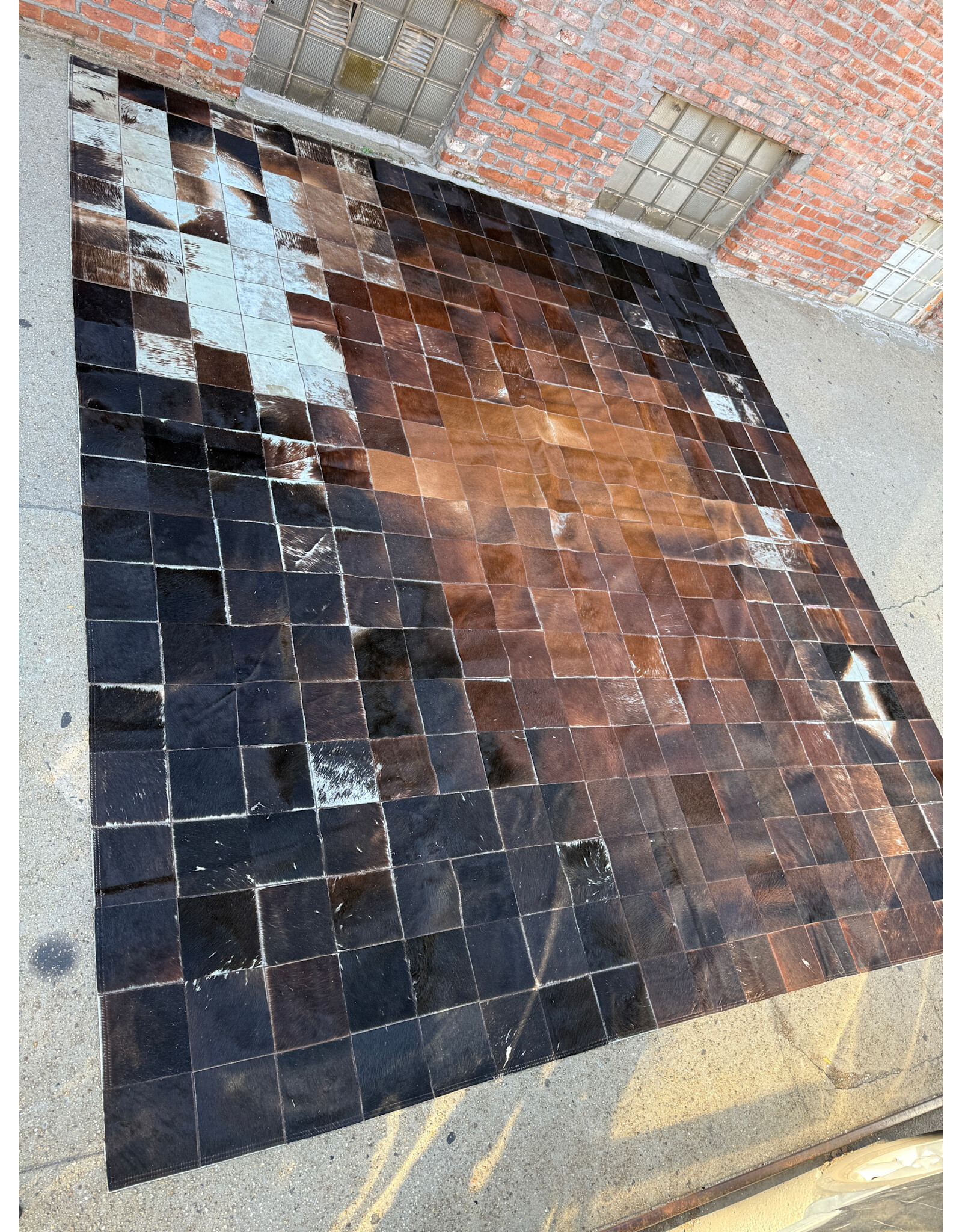 Large Cowhide Area Rug, Patchwork