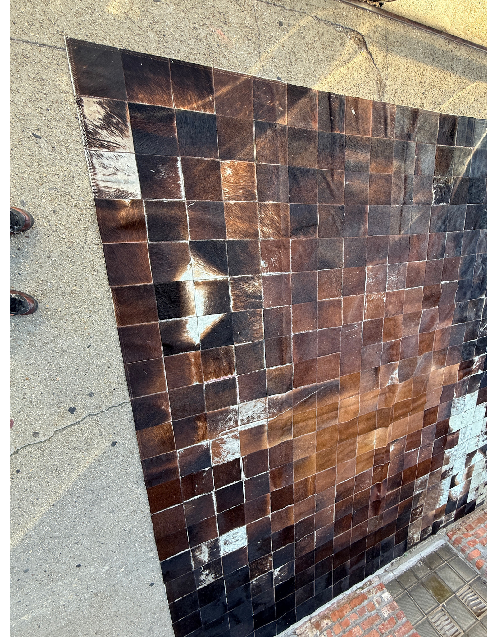 Large Cowhide Area Rug, Patchwork