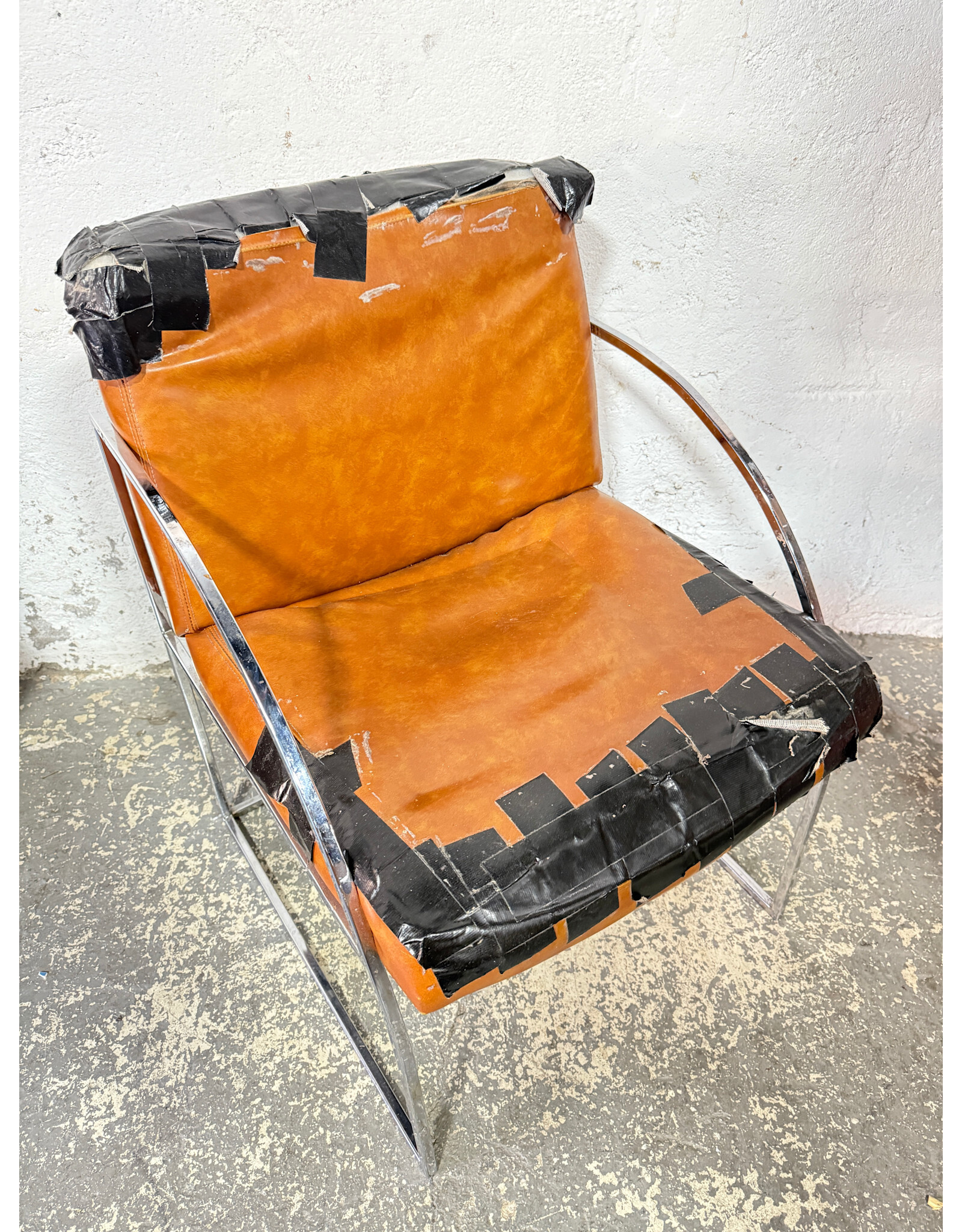 Milo Baughman Chrome & Leather Lounge Chair