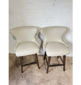Ari Grey Leather Swivel Button Back Counter Stool
