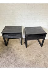 Crate&Barrel Linea Nightstand in Black Teak Wood, Single Drawer