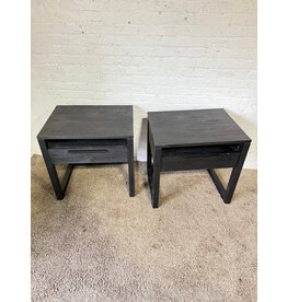 Crate&Barrel Linea Nightstand in Black Teak Wood, Single Drawer