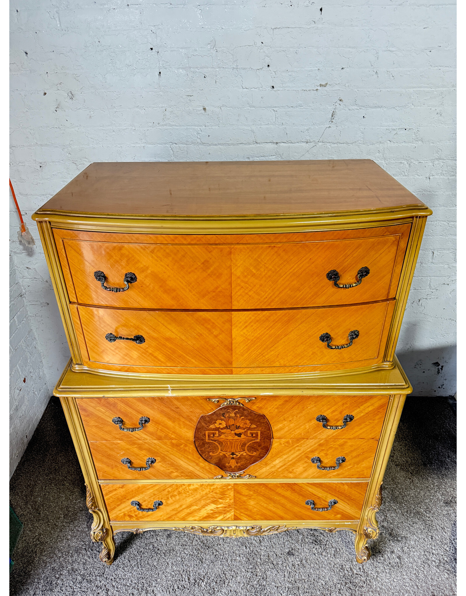 Art Deco 5-Drawer Chest of Drawers in Goldish Yellow