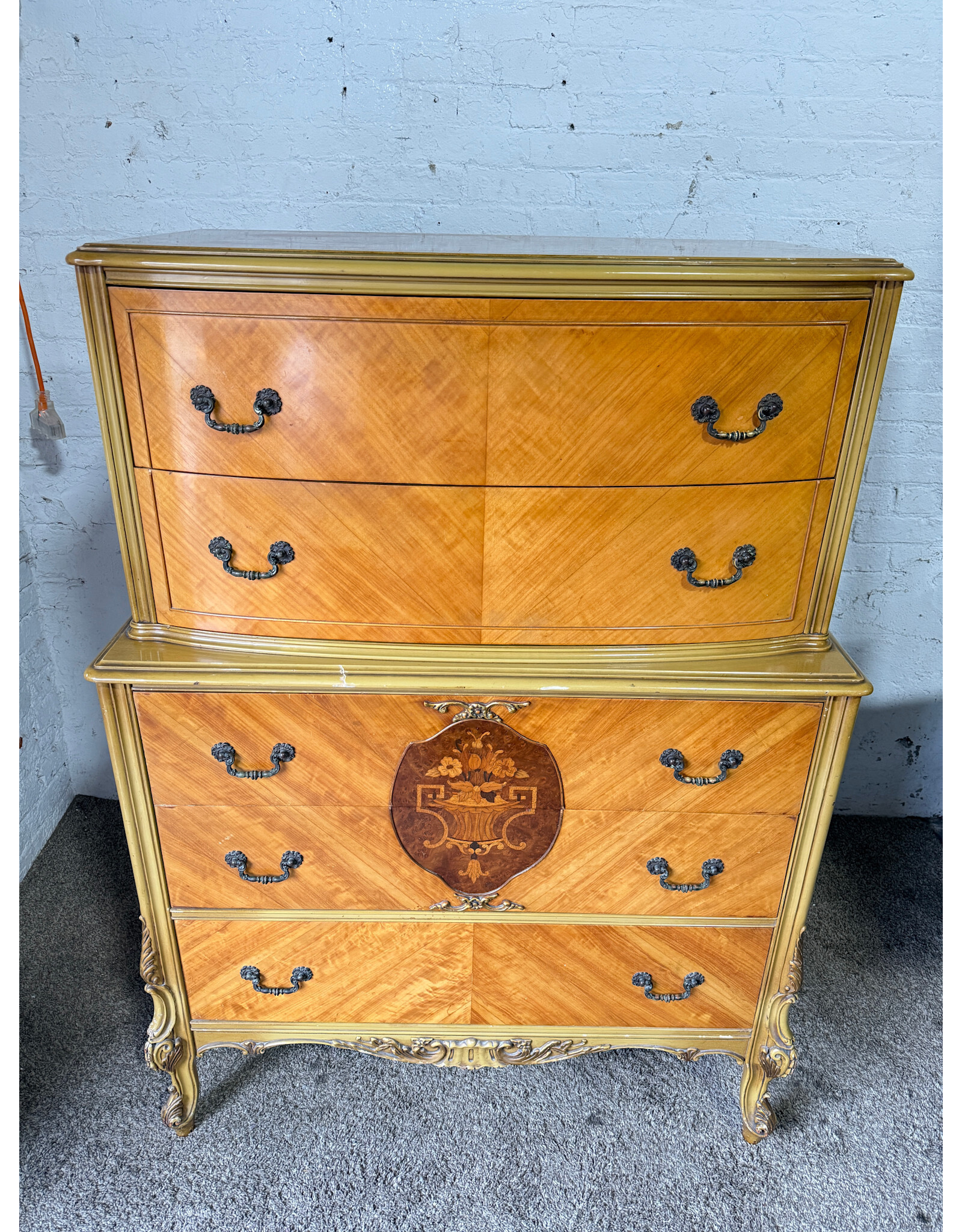 Art Deco 5-Drawer Chest of Drawers in Goldish Yellow